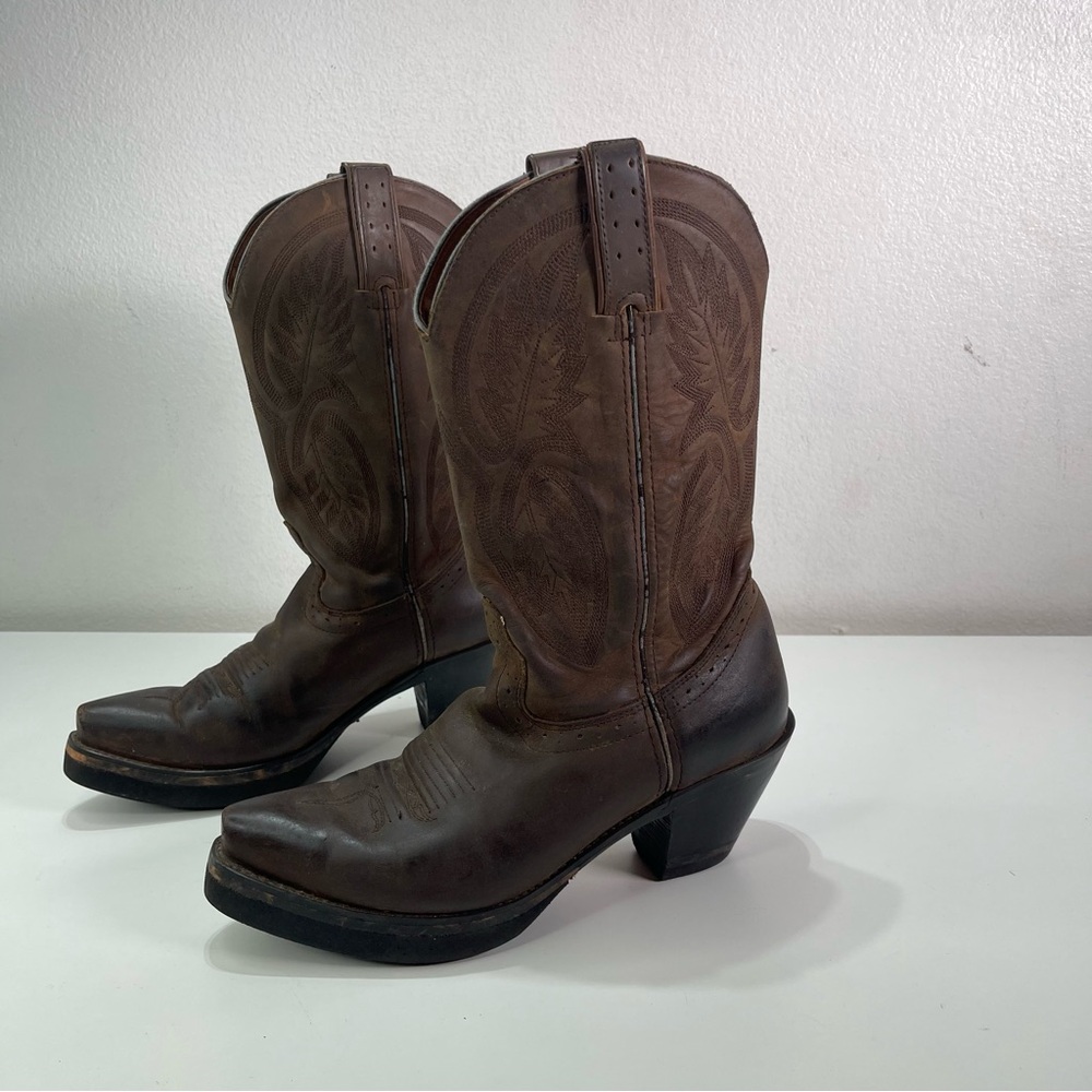 Road Wolf Women 6.5M Brown Leather Cowgirl Boots Festival 2.5' Heel Southwestern